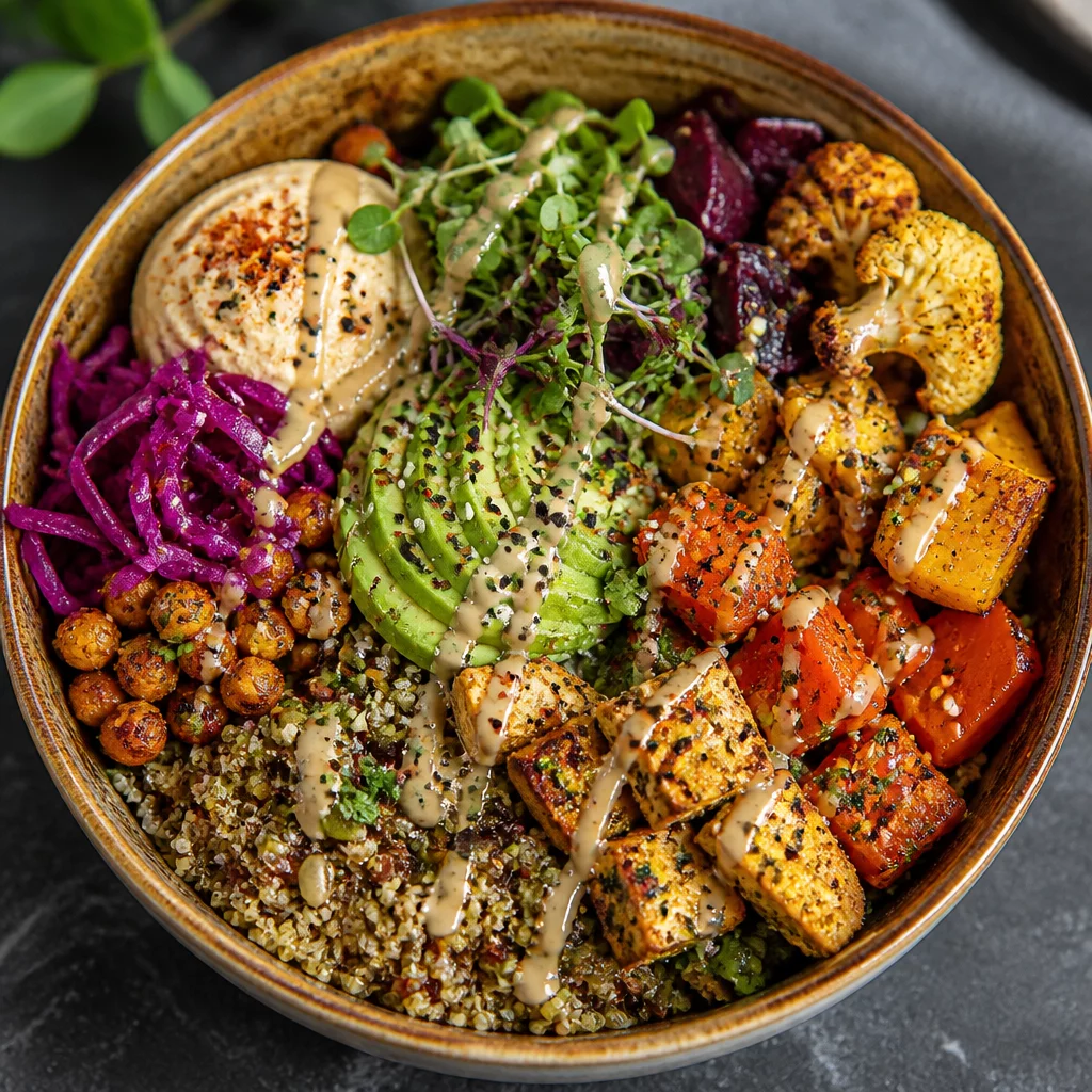 Complex texture bowl with vegetables